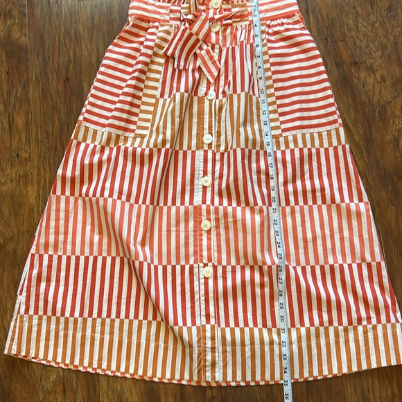 Striped Red and Tan Who What Wear Midi Skirt With Pockets Size Medium Comfy - Picture 8 of 9